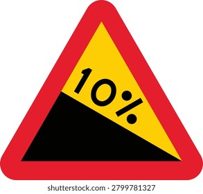 Steep Downhill Warning Triangle Road Sign European Style