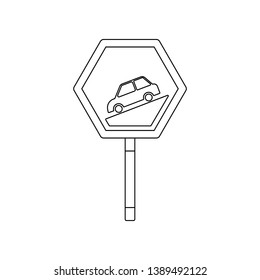 Steep downwards colored icon. Element of road signs and junctions for mobile concept and web apps icon. Outline, thin line icon for website design and development, app development