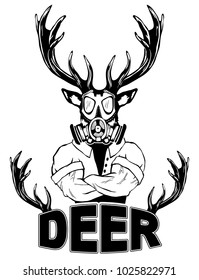 Steep fashionable deer Hipster animal. Vintage style illustration for tattoo, logo, emblem, print on the t-shirt