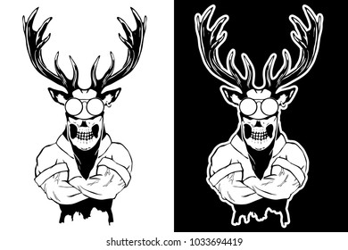 Steep fashionable deer Hipster animal. Vintage style illustration for tattoo, logo, emblem