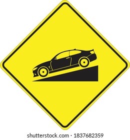 Steep hill road sign vector graphics