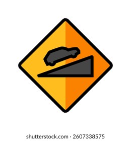 steep hills car driving obstacles color icon vector. steep hills car driving obstacles sign. isolated symbol illustration