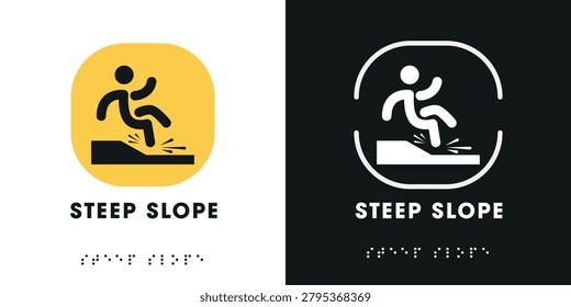 Steep Incline Road Warning Sign, vector illustration.