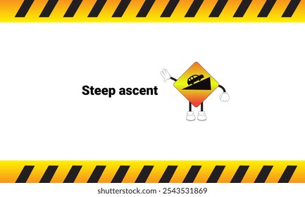 
Steep incline sign graphic vector illustration with cartoon characters. Graphic design is suitable for children's education, story books, or traffic safety materials. vector illustration