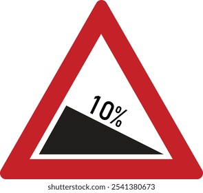 Signo de advertencia de inclinación pronunciada - Gradiente del 10%