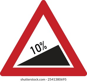 Signo de advertencia de inclinación pronunciada - Gradiente del 10%