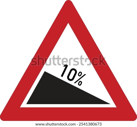 Steep Incline Warning Sign - 10% Gradient