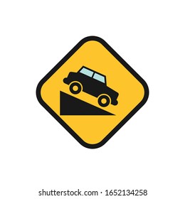 steep road ahead sign vector. Slope vector traffic sign.