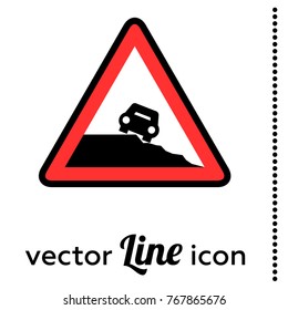 steep roadside vector road sign icon
