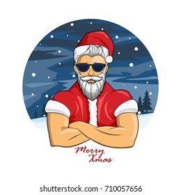 Steep santa claus hipster with arms crossed