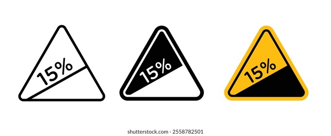 Steep slope ahead sign vector set