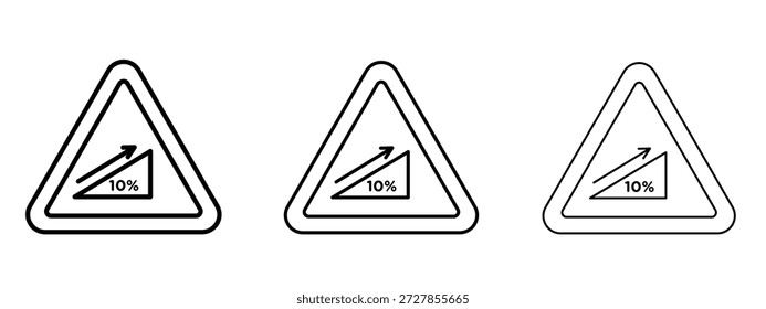 Steep slope ahead sign vector Logo Design Template. Editable Stroke graphics.