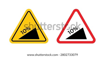 Steep slope ahead sign vector icon set collection.