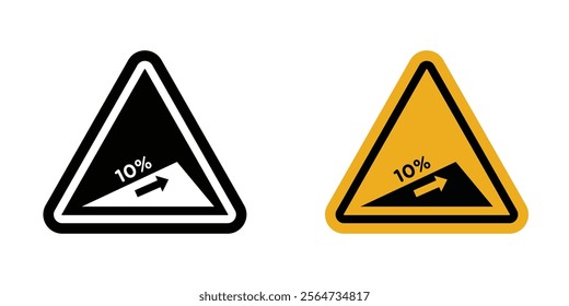 Steep slope ahead sign vectors in flat syle