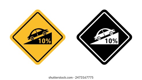 Steep slope ahead sign warning about a steep incline on the road