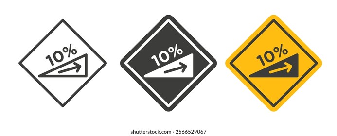 Steep slope ahead signs collection for website design, app, UI design.