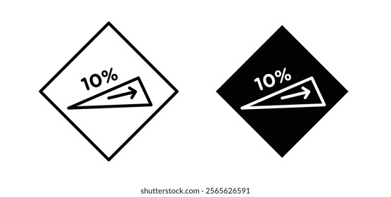 Steep slope ahead signs set in black and white colors