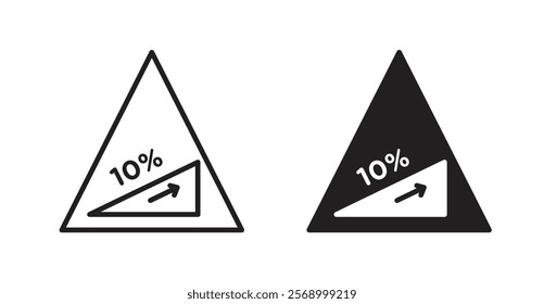 Steep slope ahead signs set vector graphics designs