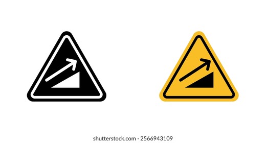 Steep slope ahead signs. vector signs set