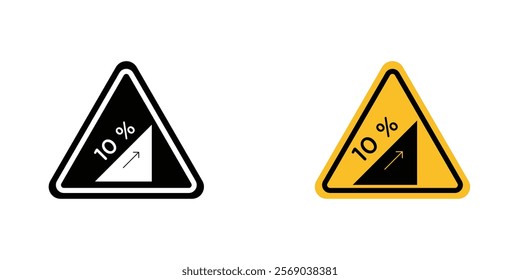 Steep slope ahead signs vector graphic pack