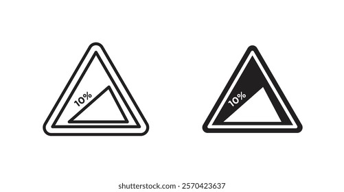 Steep slope ahead vectors web signs set