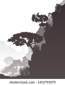 Steep slope. Silhouette. Vector illustration, flat design style.