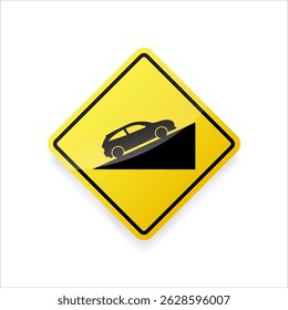 Steep uphill traffic sign vector, warning of a steep ascent ahead. Flat design, isolated on white background.