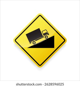 Steep uphill traffic sign vector, warning of a steep ascent ahead. Flat design, isolated on white background.