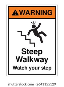 Steep Walkway Warning Sign – Caution Notice for Sloped Paths, Safety Alert for Elevated Walkways, Hazard Prevention