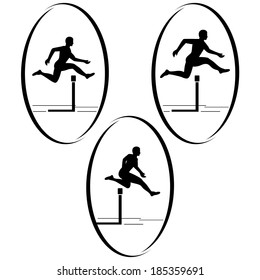 Steeplechase. Illustration on white background. Summer kinds of sports. Illustration on a sports theme.
