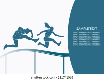 Steeplechase jump - vector background