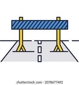 Steeplechase running sport icon vector. Hurdle for run through obstacle on race track flat outline illustration. Challenge, tournament, championship or contest concept