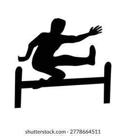 steeplechase silhouette design. running competition sport.