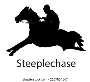 Steeplechase vector silhouette, horse racing stamp