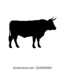 Steer cattle silhouette vector flat illustration design.