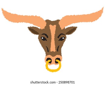 Steer Head Icon- Roughened Edge Style