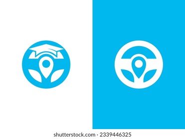 steer location logo design. driver education symbol icon vector