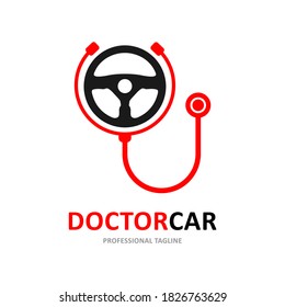 Mapa vectorial del logotipo del estetoscopio de dirección. Adecuado para negocios, web, arte, automoción y transporte