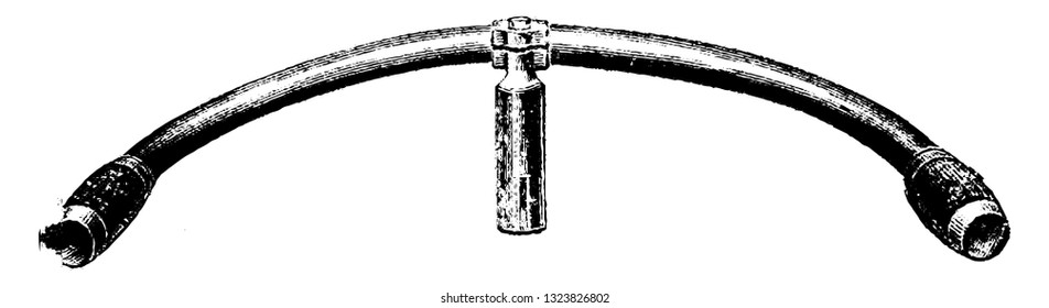 It is the steering bar of a bicycle, with a handgrip at each end. This type of bicycle handles were used in the older models, vintage engraved line art illustration. Bicycle Accessories 1900.