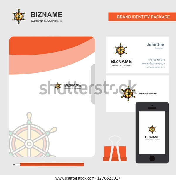 Steering  Business Logo, File Cover\
Visiting Card and Mobile App Design. Vector\
Illustration