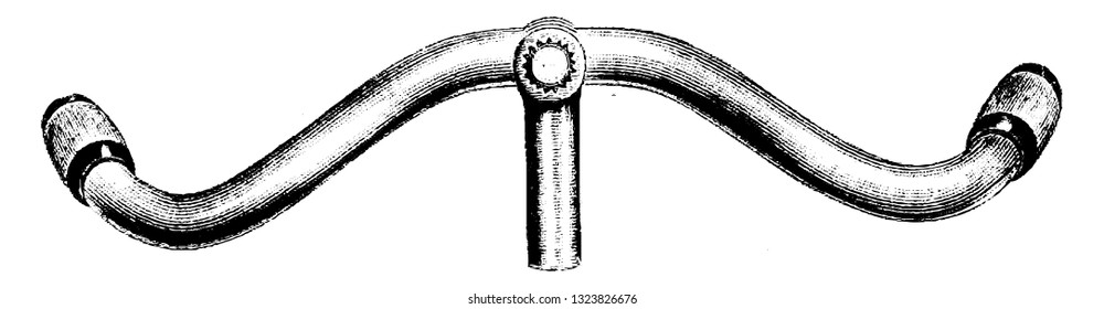 It is the steering control of the bicycles. It is manually controlled and has a bell sometimes, vintage engraved line art illustration. Bicycle Accessories 1900.