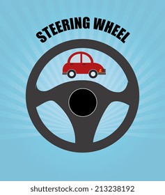 Steering design over blue background, vector illustration