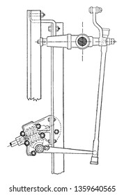 Steering Device was developed by Panhard Levassor, vintage line drawing or engraving illustration.