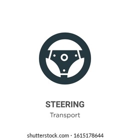 Steering glyph icon vector on white background. Flat vector steering icon symbol sign from modern transport collection for mobile concept and web apps design.