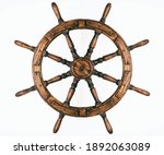 Steering hand wheel ship on white background