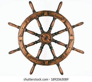 Steering hand wheel ship on white background