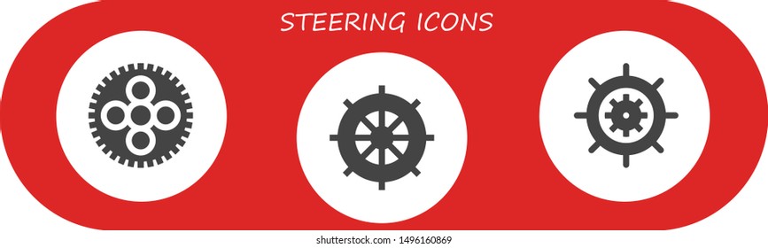 steering icon set. 3 filled steering icons.  Simple modern icons about  - Wheel