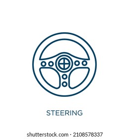 steering icon. Thin linear steering outline icon isolated on white background. Line vector steering sign, symbol for web and mobile
