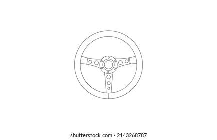 Vector de arte de la línea de dirección.  Ilustraciones y vectores del volante de giro de línea. Volante de dirección.