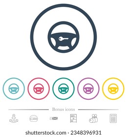 Iconos de color plano de bloqueo de la dirección en contornos redondos. 6 iconos de bonificación incluidos.